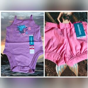 Mermaid Graphic Cami Bodysuit & Solid Knit Bubble Short